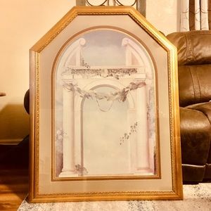 Beautiful Greco/Roman Archway trimmed in pastel florals Triple MattedGold Frame